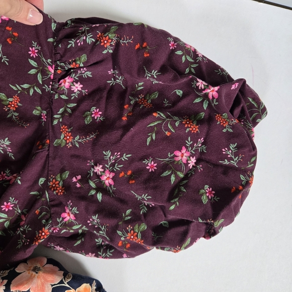 Old Navy bundle! Puff-Sleeves Floral-Prints Pintucked Smocked Midi Swing Dress S - Picture 3 of 10